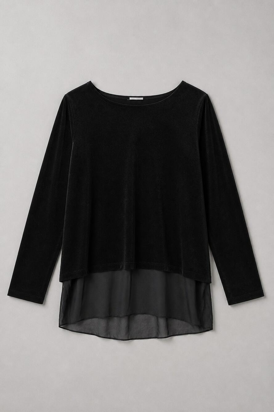 Vintage Women's Long Sleeve Chico Black Velvet Blouse Size 1 /L